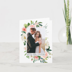 Cartão De Agradecimento Obrigados de amor elegantes Nota Floral Cor de Águ