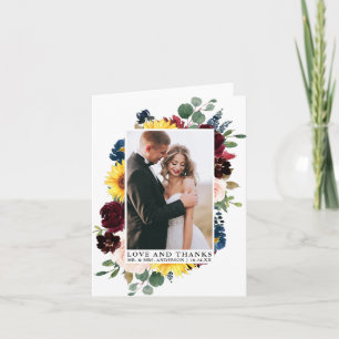 Cartão De Agradecimento Obrigados de Amor Elegantes Nota Floral Misturada