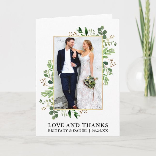 Cartão De Agradecimento Obrigados De Amor Eucalyptus Com Aquarela (Frente)