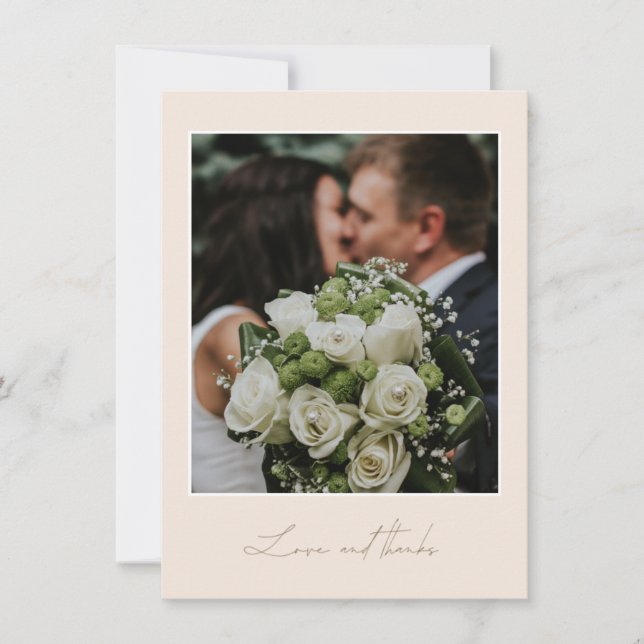 Cartão De Agradecimento Obrigados de Amor Simples Foto Casamento Obrigado (Frente)