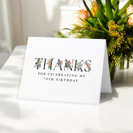 Cartão De Agradecimento Obrigados de aniversário de 70 Tropical Elegante s