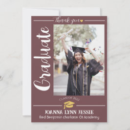 Cartão De Agradecimento Obrigados de Boné de ouro para graduação Elegante 