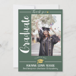 Cartão De Agradecimento Obrigados de Boné de ouro para graduação Elegante 