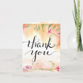 Cartão De Agradecimento Obrigados de caligrafia Boho Freesia Pink Pop