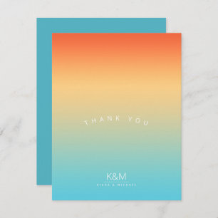 Cartão De Agradecimento Obrigados de Casamento de Gradiente de Humor Tropi