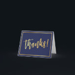 Cartão De Agradecimento OBRIGADOS dobrados bar mitzvah gold script marinho<br><div class="desc">Pelo Kat Massard >> www.simplysweetPAPERIE.com << [ NOTA - O EFEITO DOURADO É UMA IMAGEM IMPRESSA ] Um design moderno e simples para a Configuração de um CARTÕES DE AGRADECIMENTOS como modelo é simples você adicionar seus próprios detalhes ou clicar no botão personalizar e você pode adicionar ou alterar texto,...</div>
