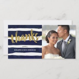 Cartão De Agradecimento Obrigados Dourados Foto de Casamento em Greve Obri