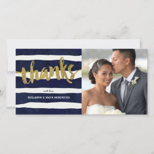 Cartão De Agradecimento Obrigados Dourados Foto de Casamento em Greve Obri