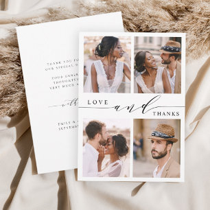 Cartão De Agradecimento Obrigados e amor moderno 4 Casamento fotográfico