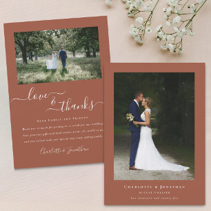 Cartão De Agradecimento Obrigados Elegantes Casamento 2 Foto Terracotta