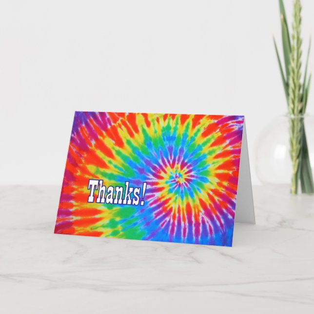 Cartão De Agradecimento Obrigados Groovy Tie-Dye Card (Frente)