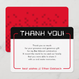 Cartão De Agradecimento OBRIGADOS MODERNOS de JOGOS Bar Mitzvah legal verm