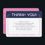 Cartão De Agradecimento OBRIGADOS MODERNOS DE JOGOS Bat Mitzvah marinho az<br><div class="desc">pelo kat massard >> www.simplysweetPAPERIE.com <<< Um design simples para seus OBRIGADOS COM AS PLACAS FLAT - para corresponder aos seus convites principais. Adorei o design, mas gostaria de ver algumas mudanças - outro esquema de cores, produto, adicionar uma foto ou adaptado para uma ocasião diferente - sem preocupações, simplesmente...</div>