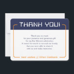 Cartão De Agradecimento OBRIGADOS MODERNOS PARA JOGOS Bar Mitzvah marinho<br><div class="desc">pelo kat massard >> www.simplysweetPAPERIE.com <<< Um design simples para seus OBRIGADOS COM AS PLACAS FLAT - para corresponder aos seus convites principais. Adorei o design, mas gostaria de ver algumas mudanças - outro esquema de cores, produto, adicionar uma foto ou adaptado para uma ocasião diferente - sem preocupações, simplesmente...</div>