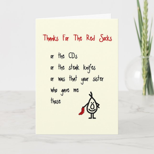 Cartão De Agradecimento Obrigados para as Meias Vermelhas - um obrigado es (Frente)