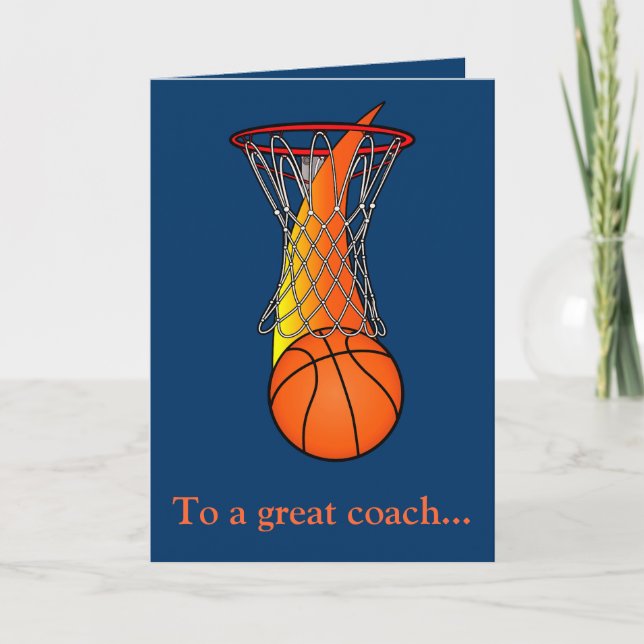 Cartão De Agradecimento Obrigados para treinador de basquete para uma esta (Frente)