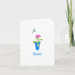 Cartão De Agradecimento Obrigados rosa e Hummingbird