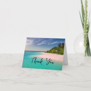 Cartão De Agradecimento Oceano Aquamarine Praia Tropical Cênica