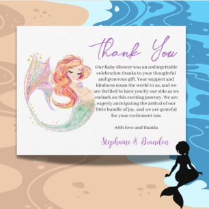 Cartão De Agradecimento Oceano Aquarela MERMAID MOTHER TO BE