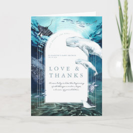 Cartão De Agradecimento Oceano Baleeiro Beluga | Chá de fraldas Obrigado