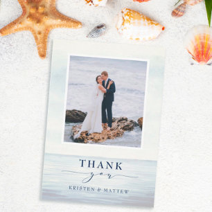 Cartão De Agradecimento Oceano de Aquarela de Ângulo Náutico