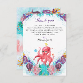 Cartão De Agradecimento Octopus Colorida Bebê Colorida do Oceano Cáutico
