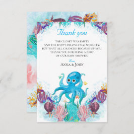 Cartão De Agradecimento Octopus Colorido do Mar do Oceano Cinto Obrigado Y
