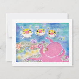 Cartão De Agradecimento Octopus Porcupinefish Music Any Occasion Flat Card