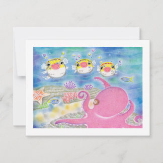 Cartão De Agradecimento Octopus Porcupinefish Music Any Occasion Flat Card