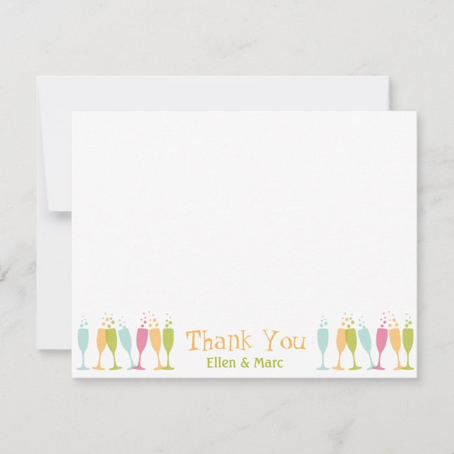 Cartão De Agradecimento Óculos de champanhe dançantes cor borbulhante obri (Frente)