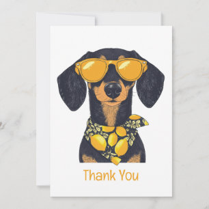 Cartão De Agradecimento Óculos de Sol do Cão Dachshund Obrigado Limões