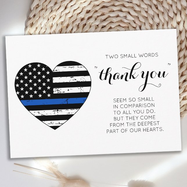 Cartão De Agradecimento Oficial de Polícia Polícia American Flag Heart (Criador carregado)