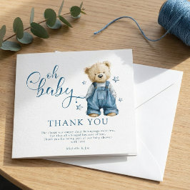 Cartão De Agradecimento Oh Baby | Blue Jean Baby Denim Baby Shower