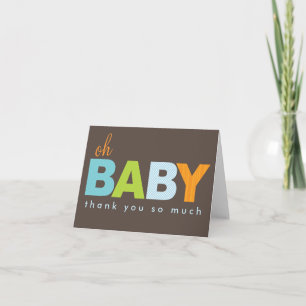 Cartão De Agradecimento Oh Baby Boy Modern Baby Thank You Note Card