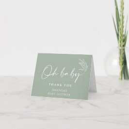 Cartão De Agradecimento Oh Baby Gender Neutral Sage Green Chá de fraldas