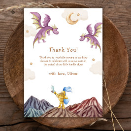 Cartão De Agradecimento Oh Baby Medieval Fairytale Dragon Boy Chá de frald