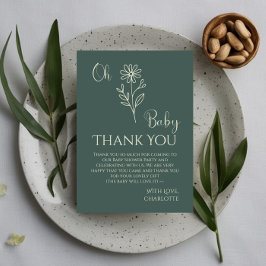 Cartão De Agradecimento Oh Baby Minimalist Wildflower Baby Shower