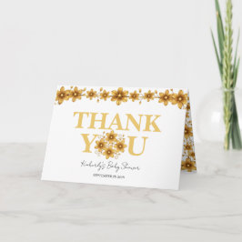 Cartão De Agradecimento Oh Baby Watercolor Rose Gold Baby Shower