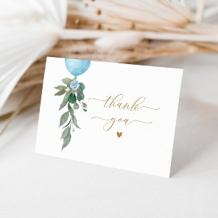 Cartão De Agradecimento Oh Boy Blue Balloon Greeneration Chá de fraldas