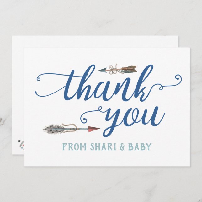 Cartão De Agradecimento Oh Chá de fraldas Tribal Obrigado (Frente/Verso)