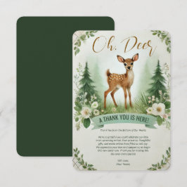 Cartão De Agradecimento Oh, Deer! Partido do Chá de fraldas Woodland