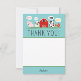 Cartão De Agradecimento Oink Baa Moo Obrigado Fazenda Animais Festa Crianç