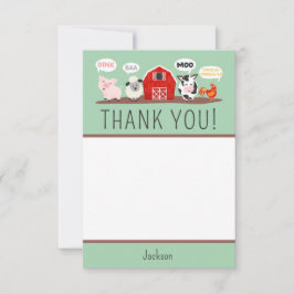 Cartão De Agradecimento Oink Baa Moo Obrigado Fazenda Crianças do Festa An