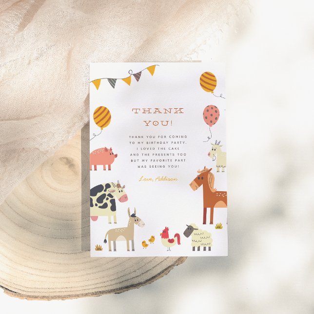 Cartão De Agradecimento Oink Baa Quack Moo Farm Animals Birthday Party (Criador carregado)