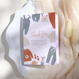 Cartão De Agradecimento Olá Bebê Boho Clothes Boy Chá de fraldas Obrigado
