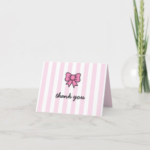 Cartão De Agradecimento Olá Fofo Desenho Animado Laço Rosa Obrigado