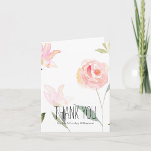 Cartão De Agradecimento Olá lindo floral de aquarela Obrigado