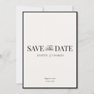 Cartão De Agradecimento Old Money Black & White | Save The Date White Card
