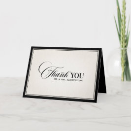 Cartão De Agradecimento Old Money Modern Formal Black Photo Wedding