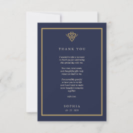 Cartão De Agradecimento Old Money Navy Blue Flat Thank You Card